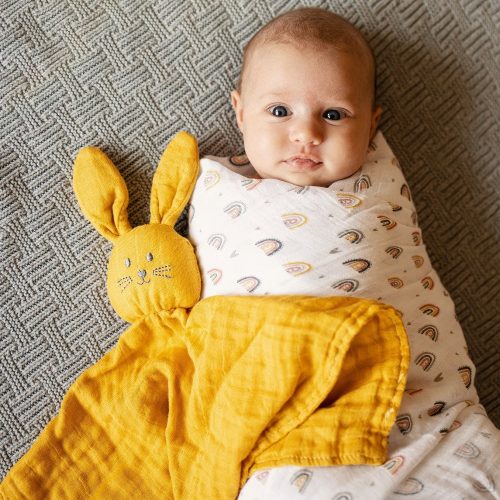 PETITE&MARS Bambusz muszlin szundikendő Hugo Misty Green