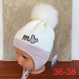   Minimanó téli kötött sapka (36-38) - ekrü /rózsaszín Minnie