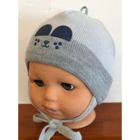   Minimanó téli kötött sapka pamuttal bélelve (36-38) szürke