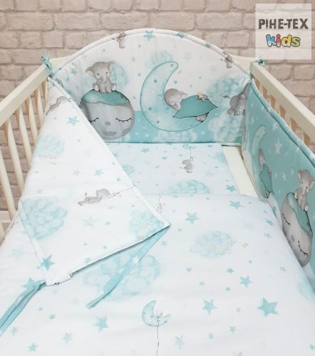 Pihetex Bébi elefánt, zöld- 3- részes babaágynemű szett (582/Z)