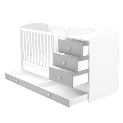 Timba Erik Kombinált 3 fiókos gyermekágy - Ezüst/Fehér