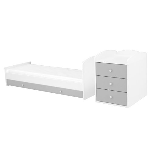 Timba Erik Kombinált 3 fiókos gyermekágy - Ezüst/Fehér
