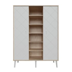 Peak Natural Oak & White 3 osztású szekrény