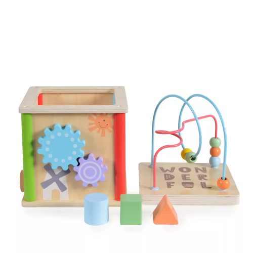 Moni Fa készségfejlesztő kocka golyóvezetővel - Színes