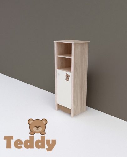 Todi Teddy – keskeny nyitott polcos + 1 ajtós szekrény # 140 cm magas