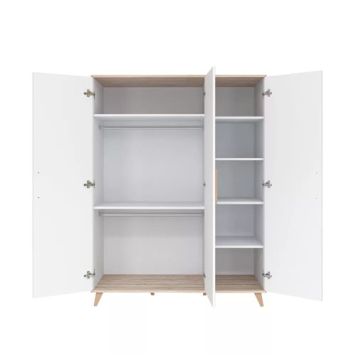 Flip White and Oak 3 osztású szekrény