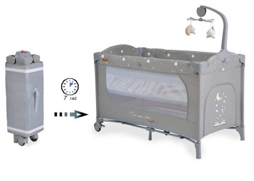 Cangaroo Once upon2 2 szint utazóágy zenélő forgó játékkal Szürke