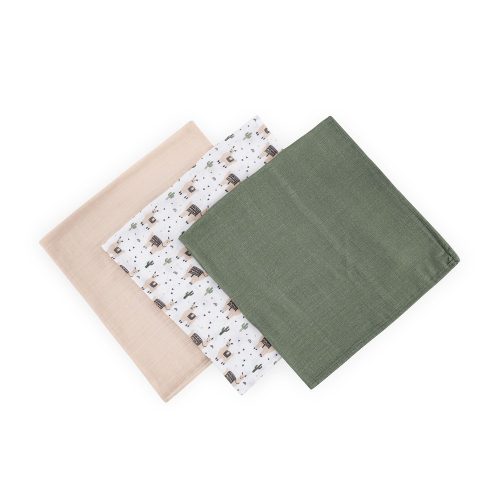 PETITE&MARS Bambusz muszlin 3db-os pelenka szett Moussy Llama Vibes , 68 x 68 cm