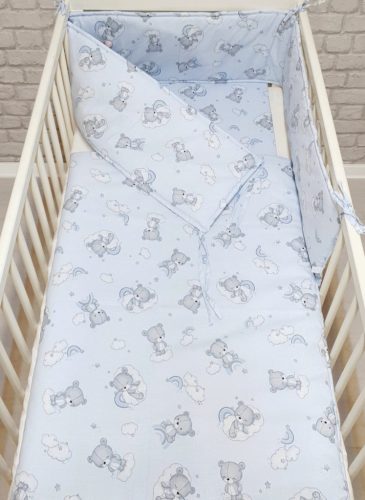 Pihe-Tex 4 részes babaágynemű szett Szivárványos maci kék (708/K)