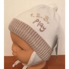   Minimanó téli kötött sapka pamuttal bélelve (38-40) bézs 1,2,3, play