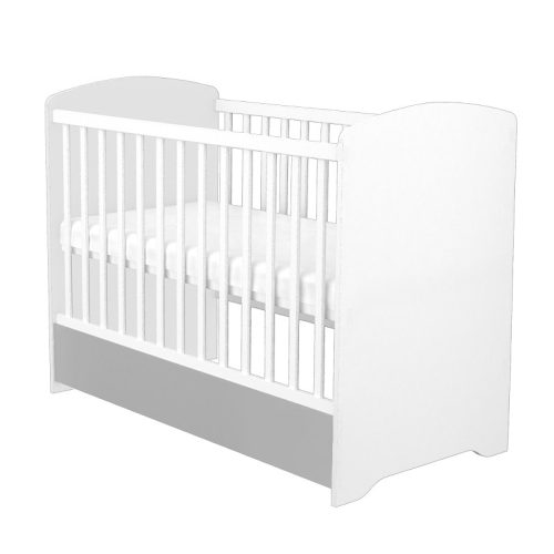 Timba Erik Kiságy zárt végű, ágyneműtartós 60×120 - Ezüst/Fehér