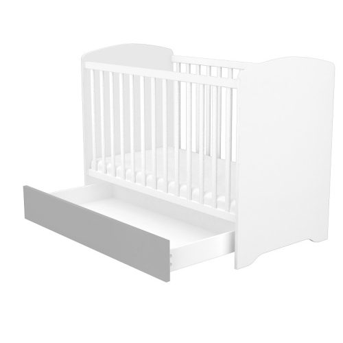 Timba Erik Kiságy zárt végű, ágyneműtartós 60×120 - Ezüst/Fehér