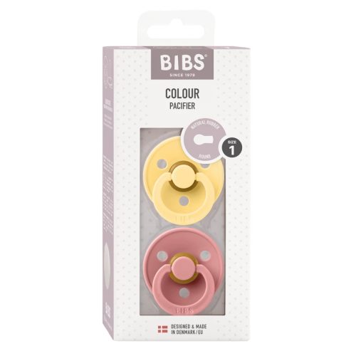 BIBS Colour 2-es szett (Krémsárga/Tearózsa), 0-6 hó