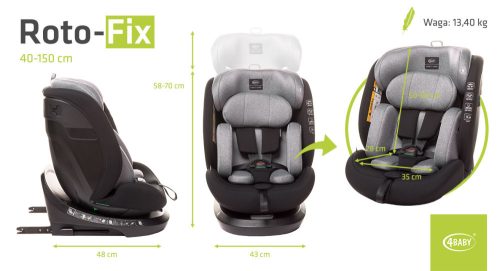 4Baby Roto-Fix 40-150 cm biztonsági gyerekülés - Grey