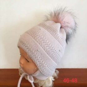 Minimanó téli kötött sapka (46-48) - Púder rózsaszín
