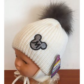 Minimanó téli kötött sapka (50-52) - ecrü