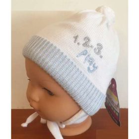   Minimanó téli kötött sapka pamuttal bélelve (38-40) fehér/kék 1,2,3, play