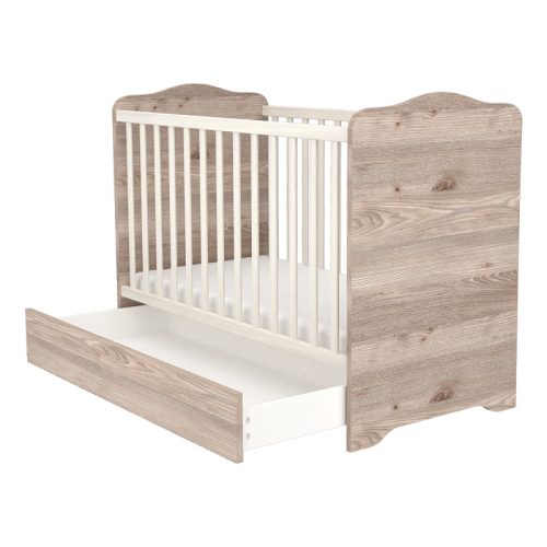 Timba Viki Kiságy zárt végű, ágyneműtartós 60×120 - Krém/Fűz