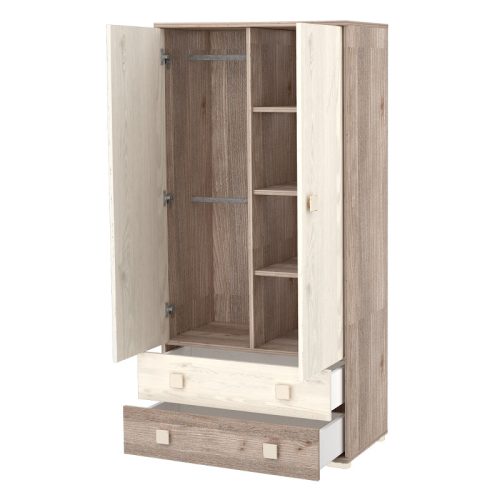 Timba Viki Állószekrény kétajtós, kétfiókos - Krém/Fűz