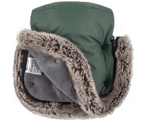 Petite&Mars Furry Kézmelegítő kesztyű babakocsira, Veritable Khaki