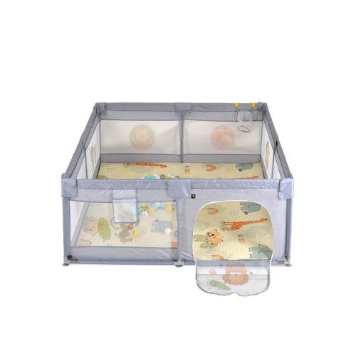MONI GAMEZONE járóka szőnyeggel, 60 labdával 120x120 SZÜRKE