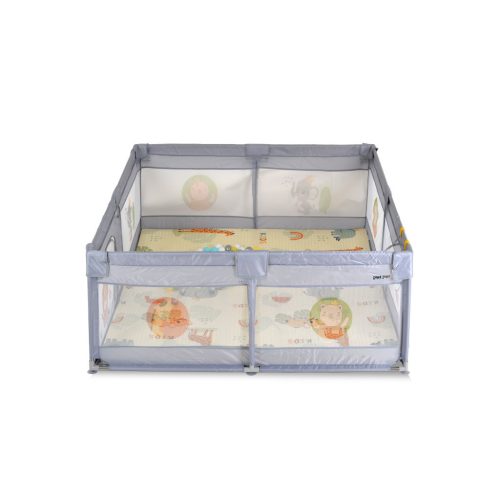 MONI GAMEZONE járóka szőnyeggel, 60 labdával 120x120 SZÜRKE