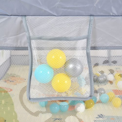MONI GAMEZONE járóka szőnyeggel, 60 labdával 120x120 SZÜRKE