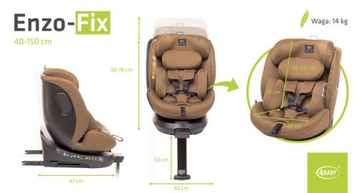 4Baby Enzo-Fix i-Size 40-150cm biztonsági gyerekülés-Mokka