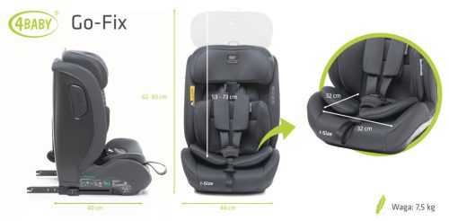 4Baby Go-fix i-Size 76-150cm biztonsági gyerekülés-Graphite