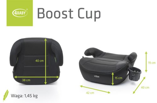 4BABY Boost cup I-Size(125-150 cm) autós ülésmagasító -Black