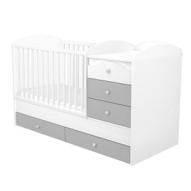 Timba Erik Maxi Kombi 5 fiókos gyermekágy - Ezüst/Fehér