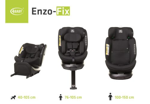 4BABY Enzo-Fix 40-150 cm biztonsági gyerekülés - Black