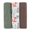 PETITE&MARS Bambusz muszlin 3db-os pelenka szett Moussy Forest Fox , 68 x 68 cm