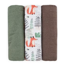   PETITE&MARS Bambusz muszlin 3db-os pelenka szett Moussy Forest Fox , 68 x 68 cm