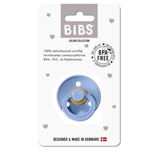 BIBS játszócumi – Colour natúr kaucsuk 0-6 hó égkék 1 db