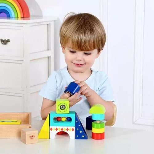 Tooky Toy: Szenzoros építőjáték különleges elemekkel - 13 db-os