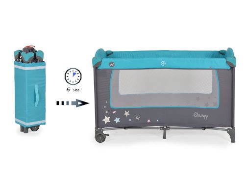 MONI Sleepy összecsukható luxus utazóágy 2 szintes Türkiz