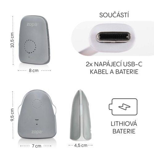 ZOPA Watcher digitális bébiőr, szürke