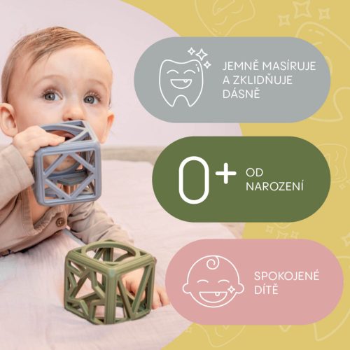 ZOPA Szilikon rágóka Négyzet - mustársárga